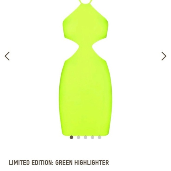 NWOT Skims Neon Green Highlighter Cutout Halter Bodycon Mini Dress | Small - Picture 8 of 8